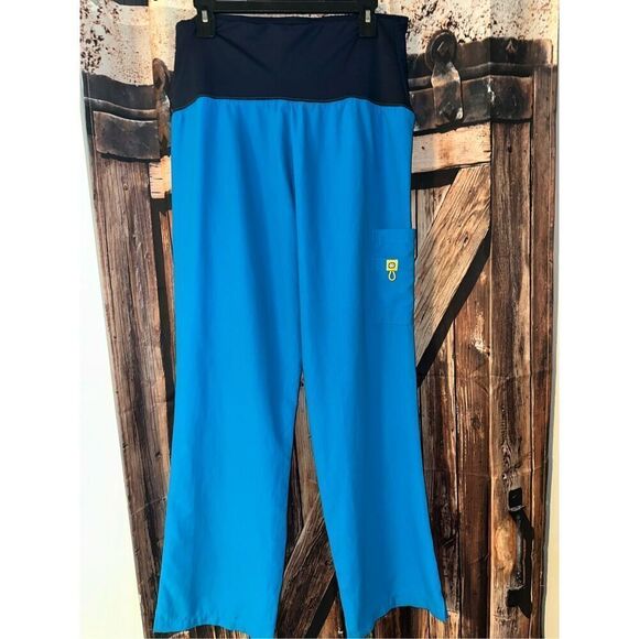 Spread Good Cheer Scrubs Pants Womens MP Medium Petite Navy Blue Utility Pockets - Picture 1 of 5